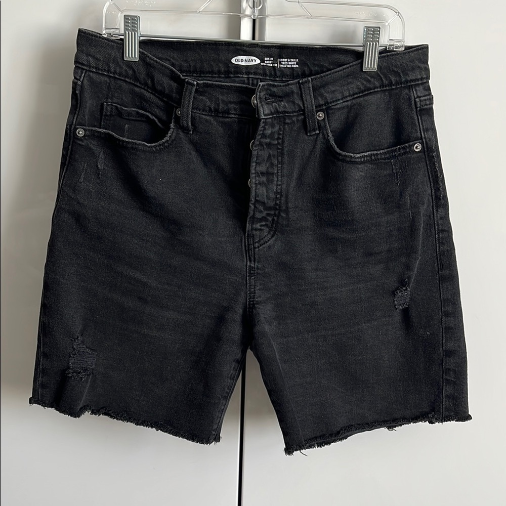 OLD NAVY Sky Hi Extra High Rise Black Denim Women's Shorts, Size 12